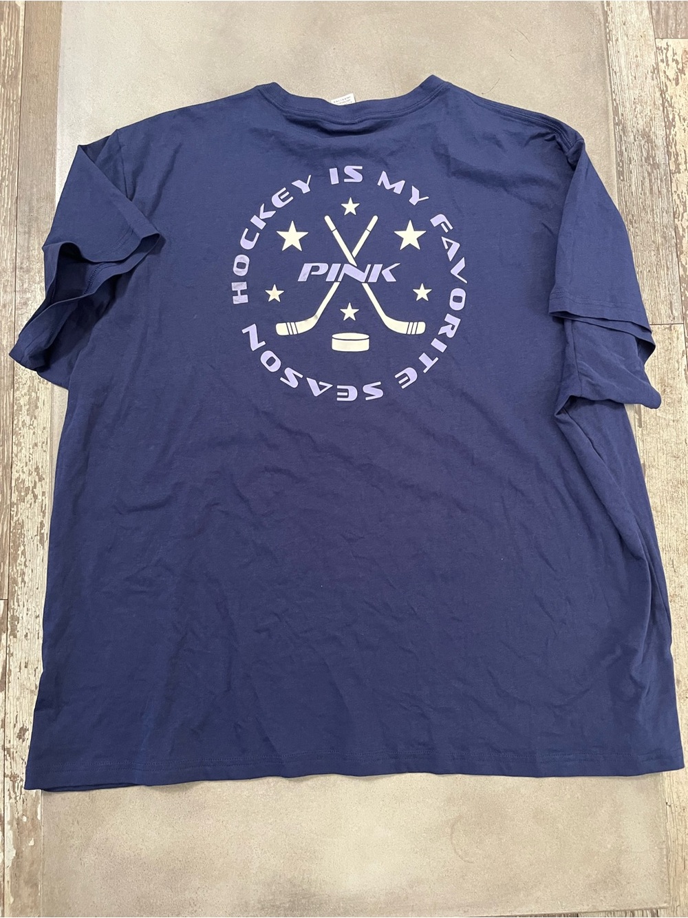 PINK Victoria's Secret Navy Graphic Hockey Short Sleeve Size XXL NWT